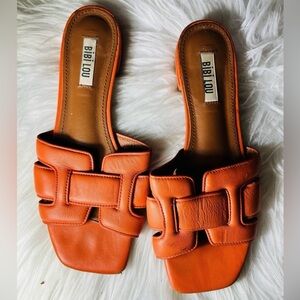 Bibi Lou Women's Orange Leather Slide Mules